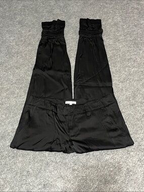 Vince Black Satin Pants with Paperbag Ankles